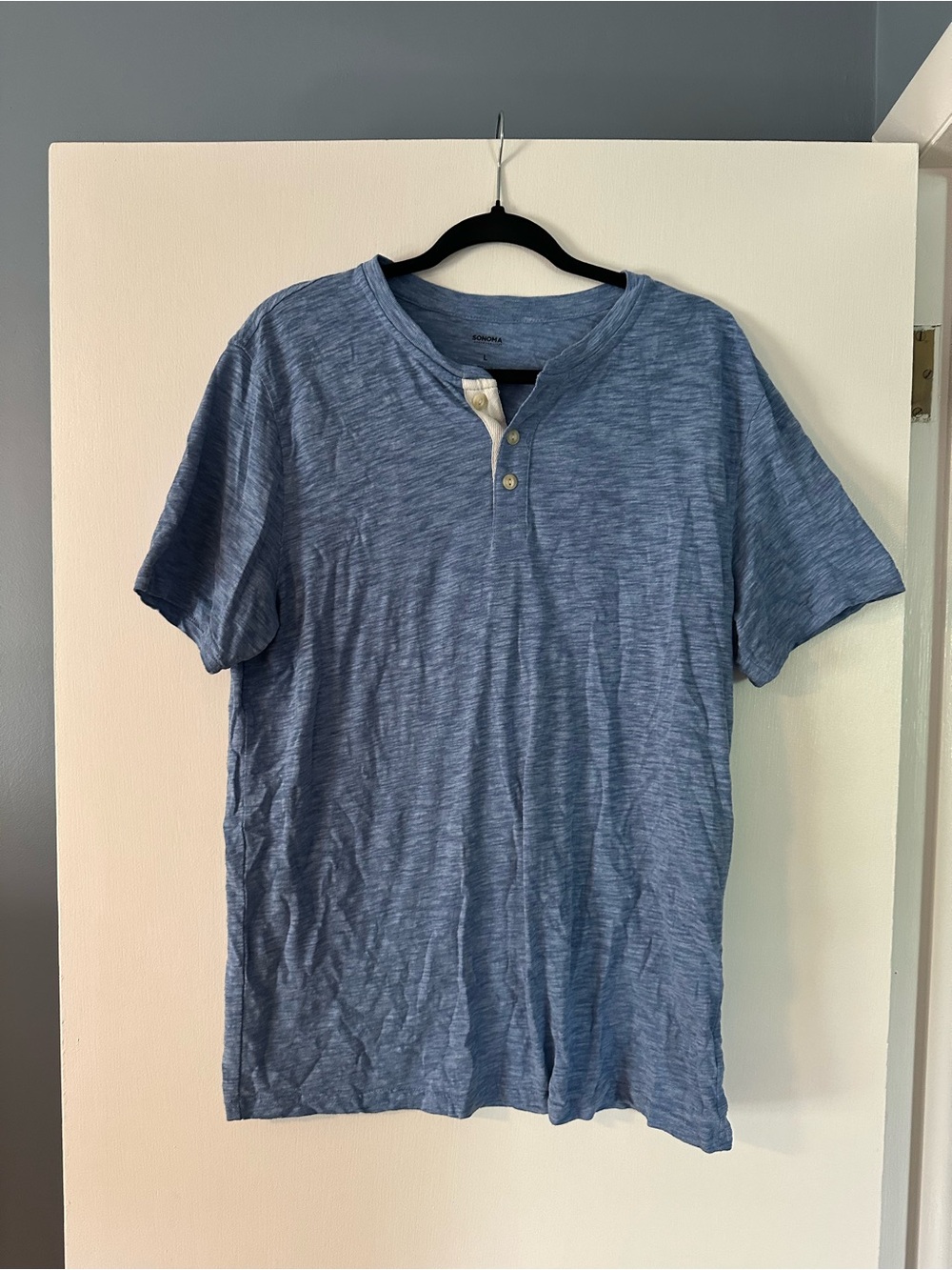 Sonoma Men's Heathered Blue Short-Sleeve Henley